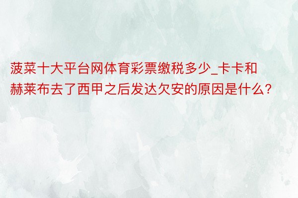 菠菜十大平台网体育彩票缴税多少_卡卡和赫莱布去了西甲之后发达欠安的原因是什么?